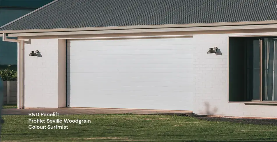 B&D Panelift sectional garage door in Surfmist finish